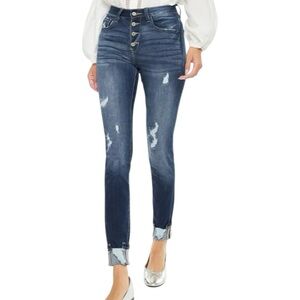 KanCan Chelsea High Rise Super Skinny Jeans Dark Wash Size 26 KC6192D Distressed